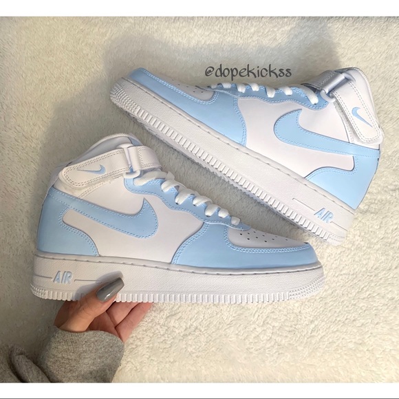 Custom Air Force 1 Mids (Baby Blue) - Picture 2 of 4